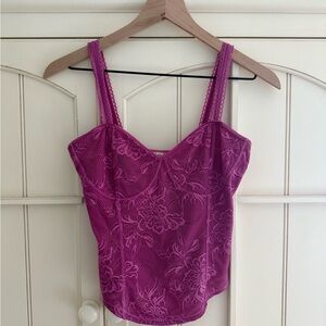 Free People Magenta Lace Tank Top